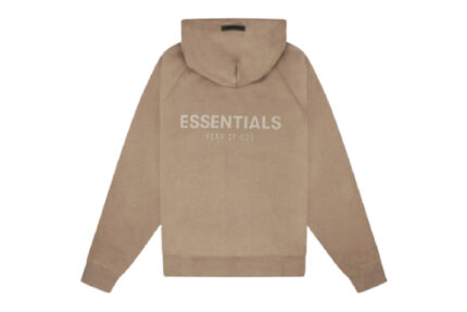 This Fear of God Essentials Harvest Hoodie is a classic pullover silhouette with bold branding on the front and back.